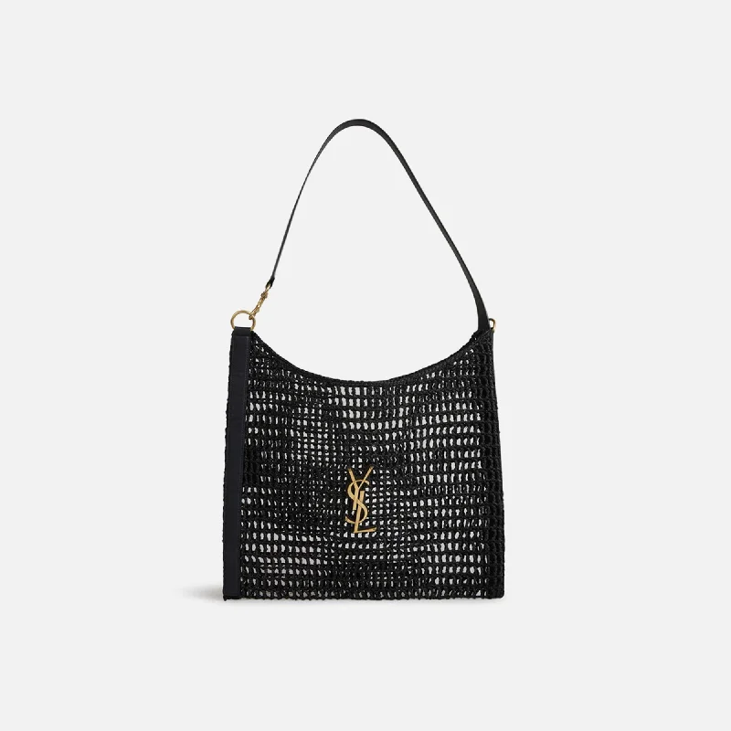 Saint Laurent YSL Cesto Fludio Raffia Tote - Nero