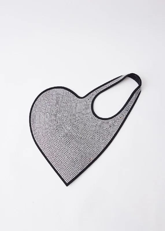 Crystal-Embellished Mini Heart Tote Bag