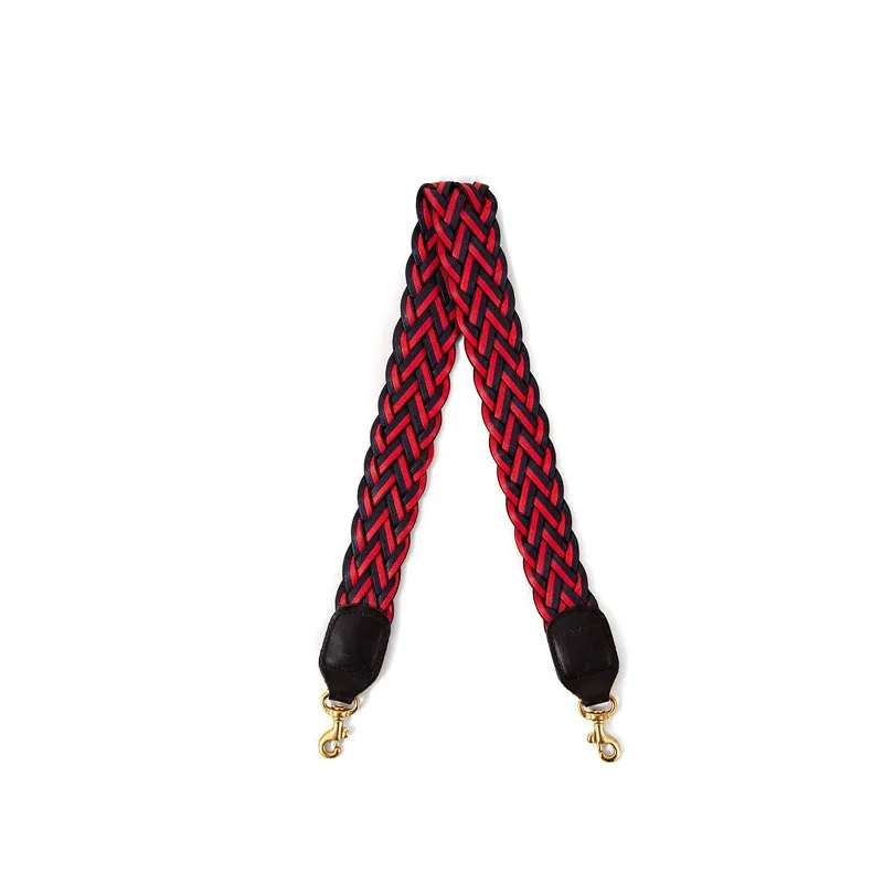 Cotton Braided Webbing Shoulder Strap (Red + Navy)