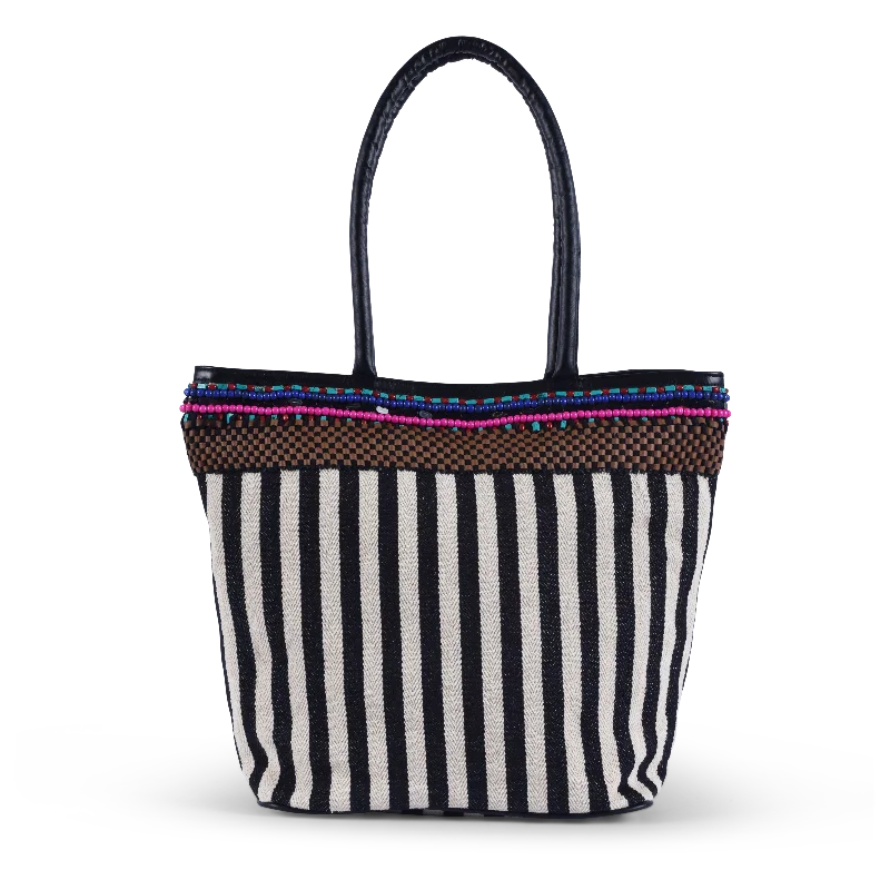 Ife Stripes Tote - Black / White