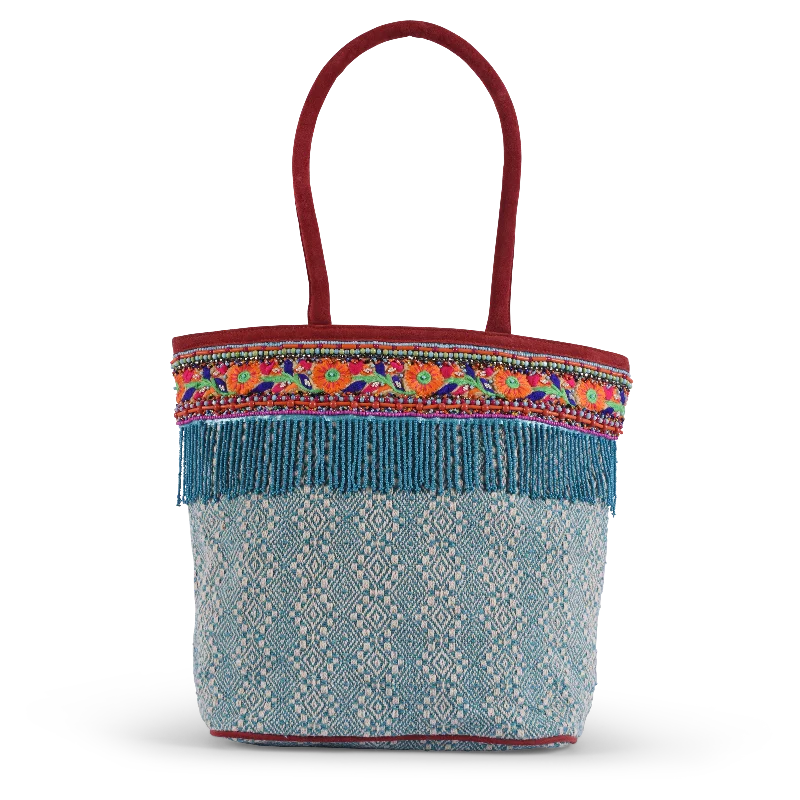 Khari Printed Tote - Light Blue