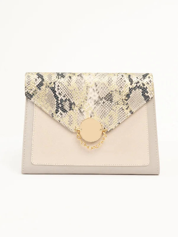 Snake Print Envelope Clutch