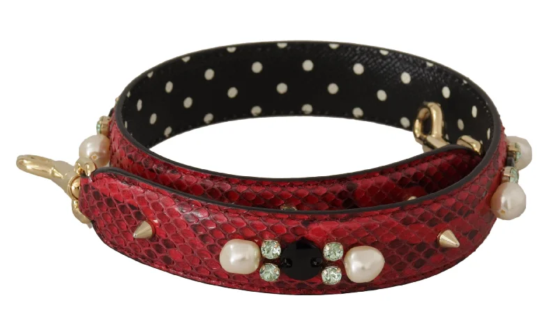 Dolce & Gabbana Elegant Red Python Leather Shoulder Women's Strap