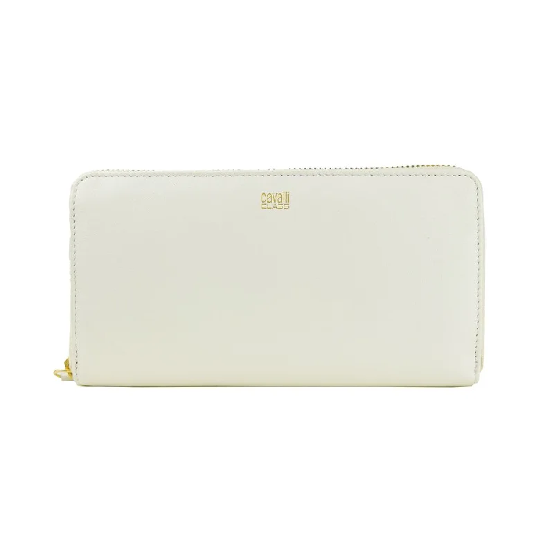 Cavalli Class Elegant White Calfskin Leather Women's Wallet