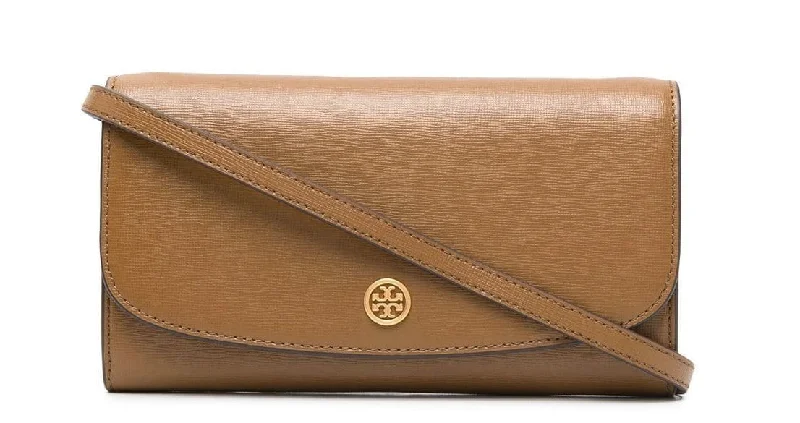 Tory Burch Women's Robinson Pebbled Chain Wallet Tiger's Eye Handbag