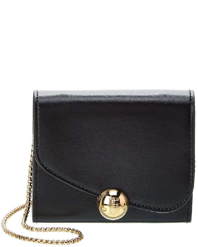 Ferragamo Asymmetrical Flap Leather Compact Wallet On Chain