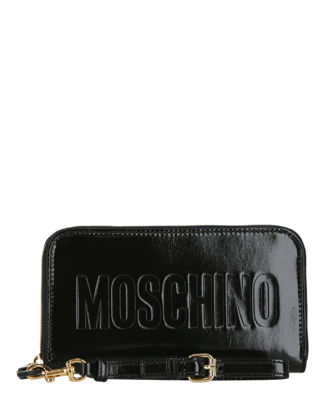 Moschino Womens Embossed Coated Leather Wallet