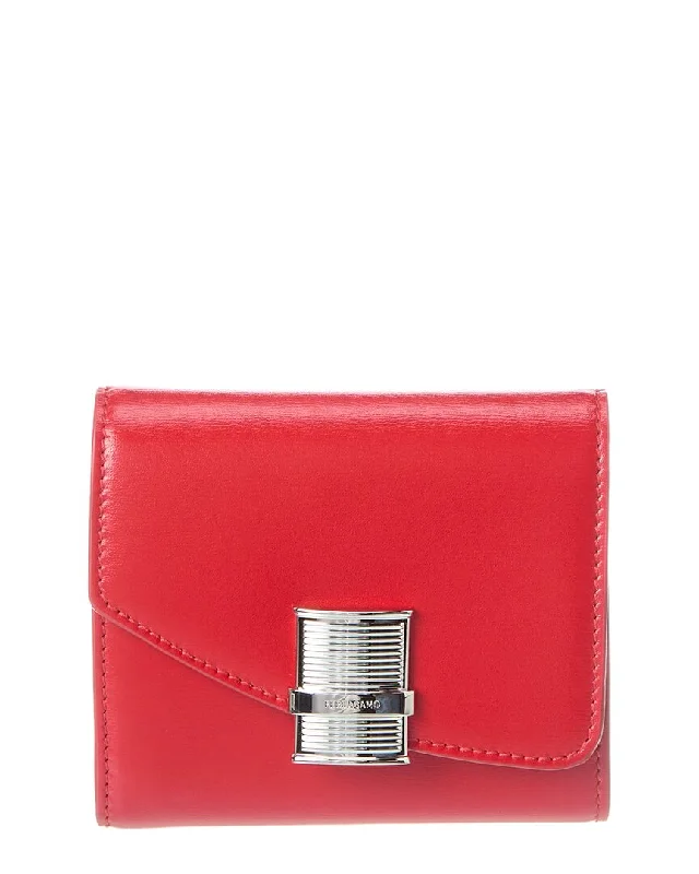 Ferragamo Fiamma Leather Compact Wallet