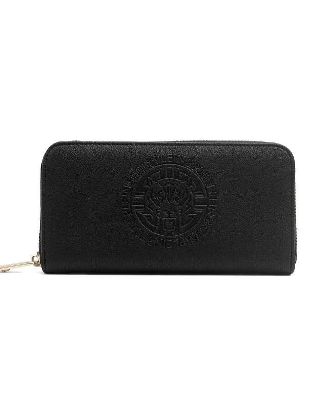 Plein Sport Philipp Plein Tiger Logo Leather Wallet Black