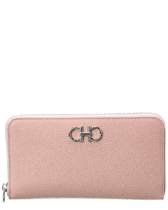 Ferragamo Gancini Leather Zip Around Wallet