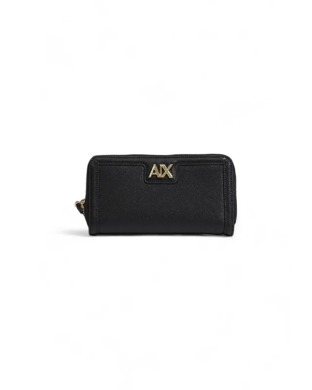 Armani Exchange Plain Black Zippered Wallet