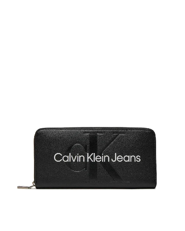 Calvin Klein Jeans Black Printed Zip Wallet