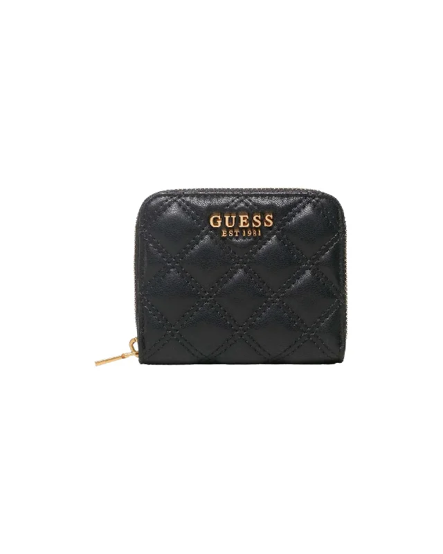 Guess  Women's Quilted Zip Around Wallet Black