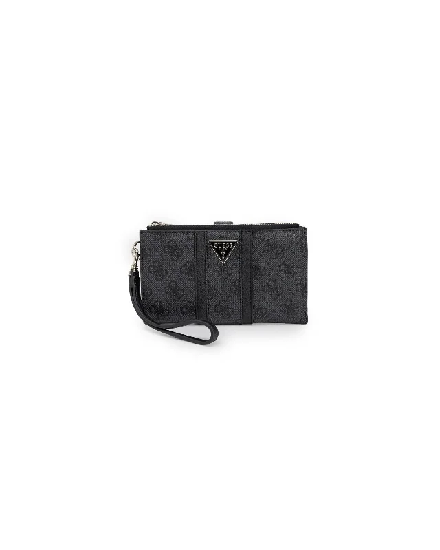 Guess Printed Zipper Wallet in Grey