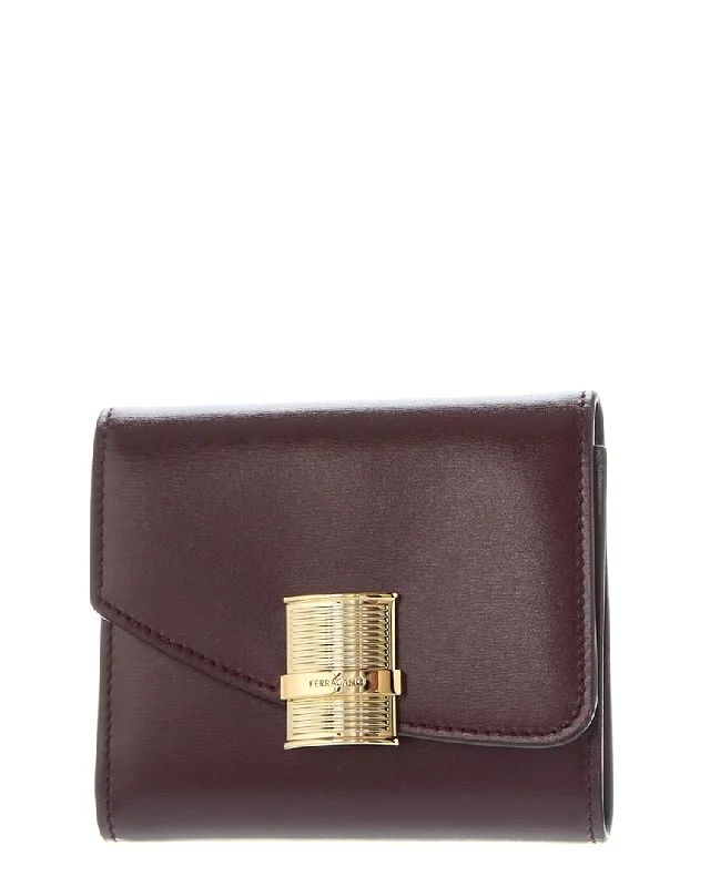 Ferragamo Fiamma Leather Compact Wallet