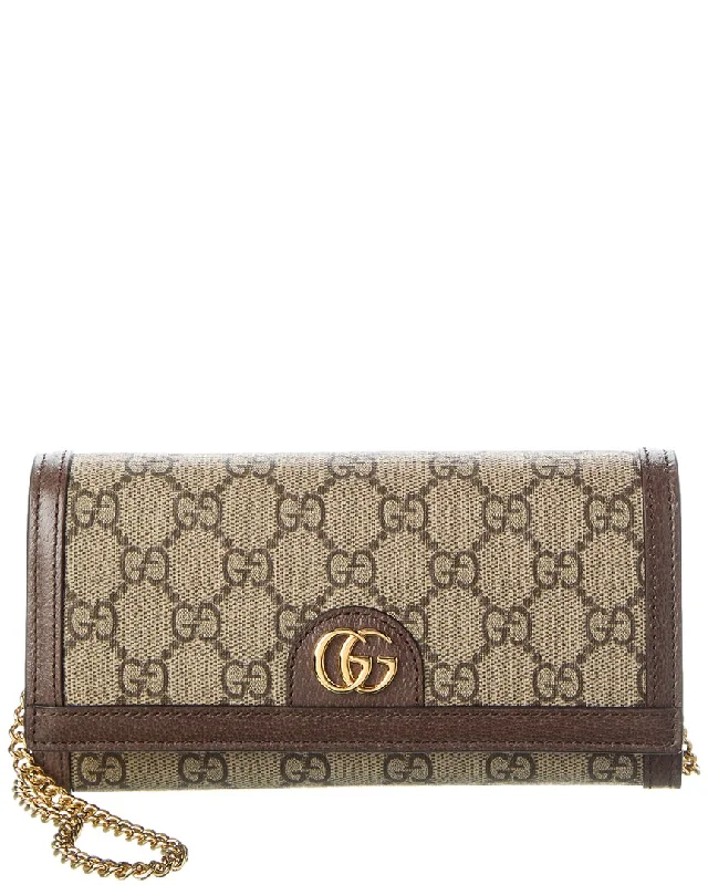 Gucci Ophidia Gg Supreme Canvas & Leather Wallet On Chain