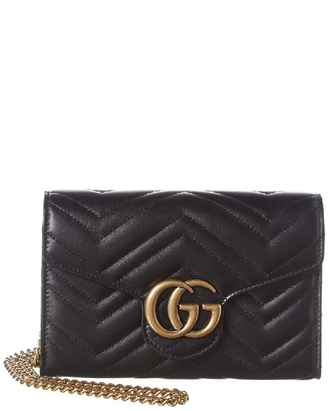 Gucci Gg Marmont Matelasse Leather Wallet On Chain