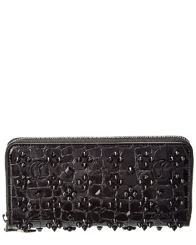 Christian Louboutin Panettone Croc-Embossed Patent Zip Around Wallet