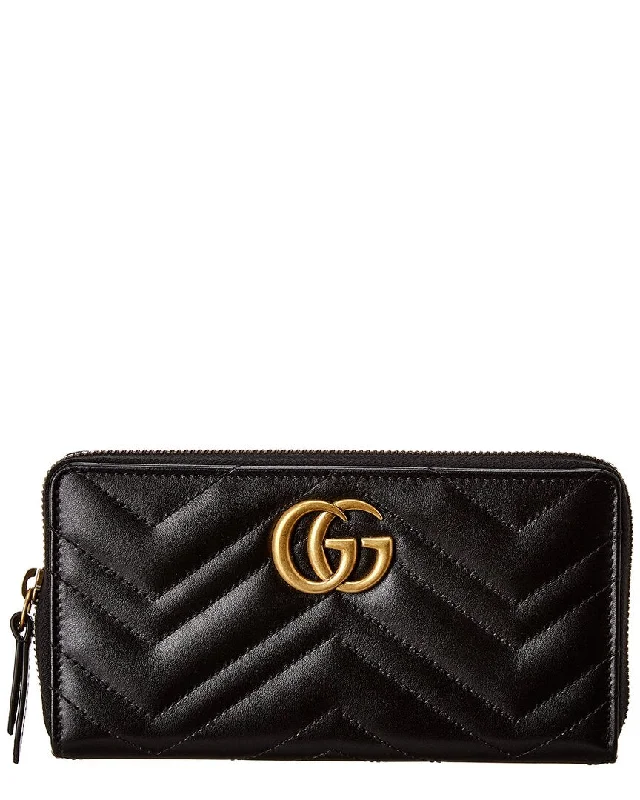 Gucci Gg Marmont Matelasse Leather Zip Around Wallet