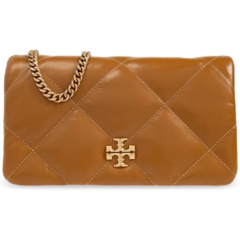 Tory Burch Women's Kira Diamond Quilt Chain Wallet, Tan