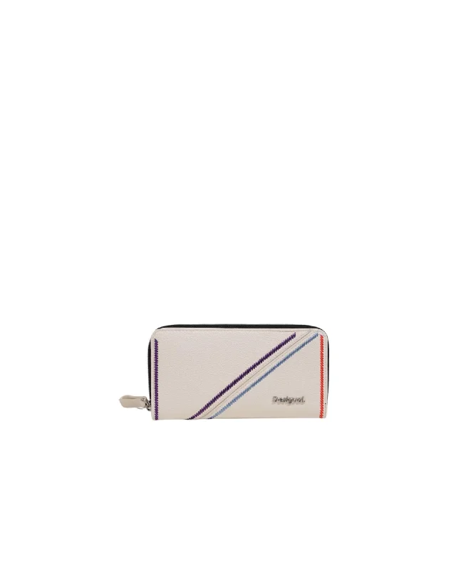 Desigual  Womens PU Leather Zipper Wallet with Colorful Stitching