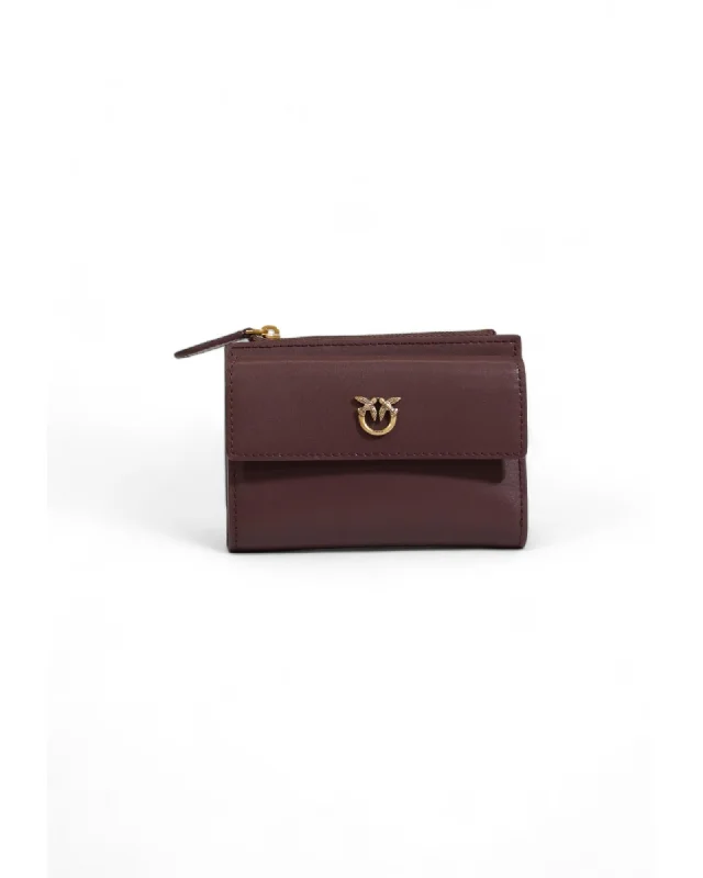 Pinko  Love Birds Leather Wallet Burgundy