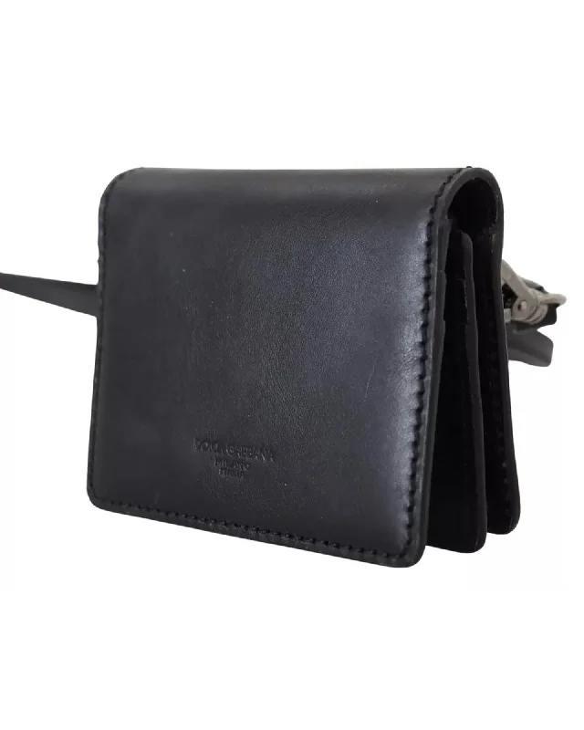 Dolce & Gabbana Leather Bifold Shoulder Sling Wallet