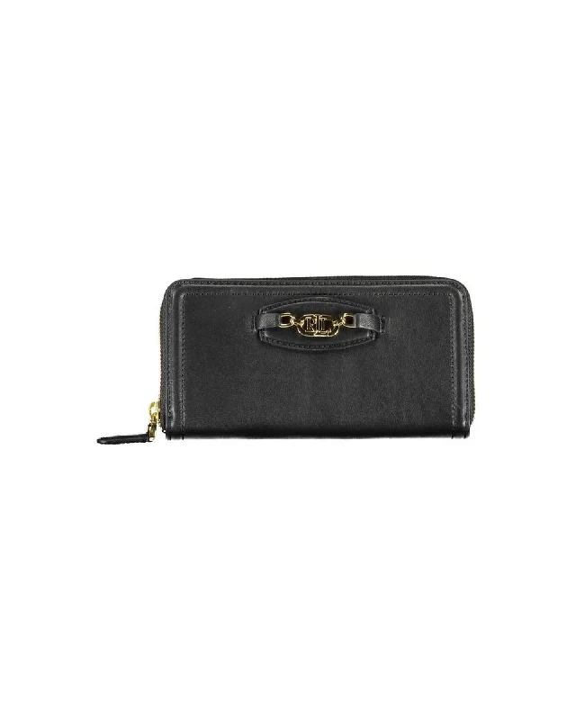 Ralph Lauren Lauren  Chain Flap Zip Around Wallet  Black