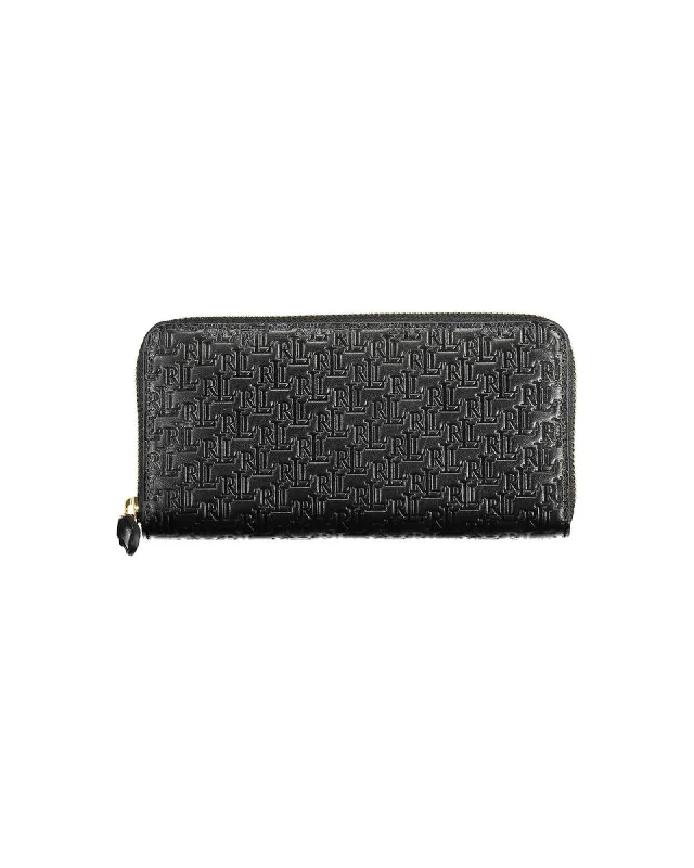 Ralph Lauren  Lauren  Embossed Logo Zip Around Wallet Black