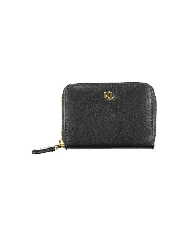 Ralph Lauren  Small Zip Around Wallet - Black Leather