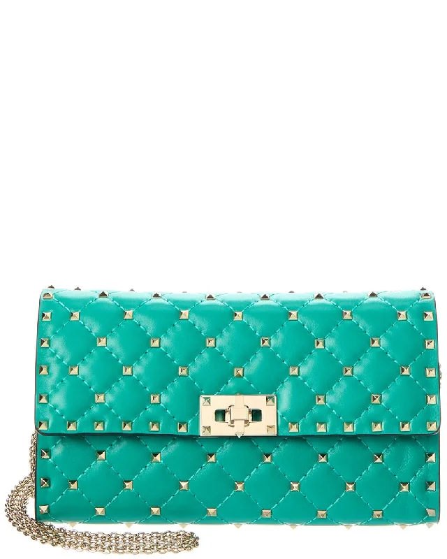 Valentino Rockstud Spike Leather Wallet On Chain