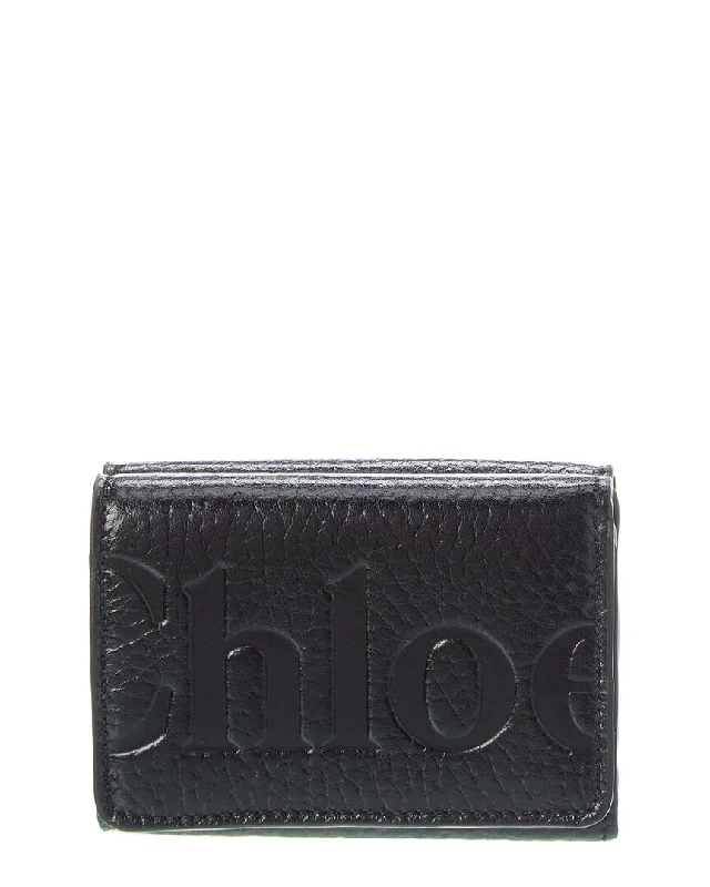 Chloé Logo Leather Trifold Wallet