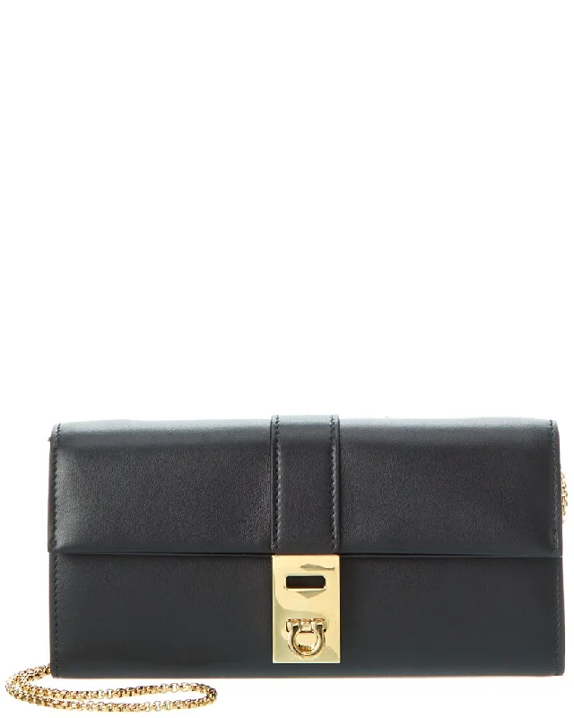 Ferragamo Hug Leather Wallet On Chain