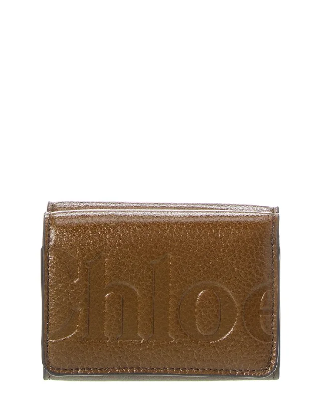 Chloé Logo Leather Trifold Wallet