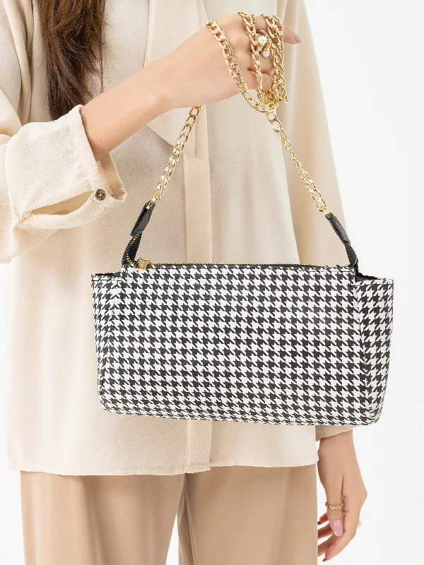 Hounds tooth Printed Clutch