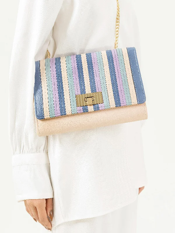 Tri Toned Striped Clutch