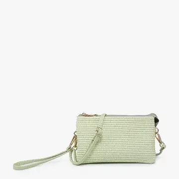 Riley Light Green Straw Crossbody