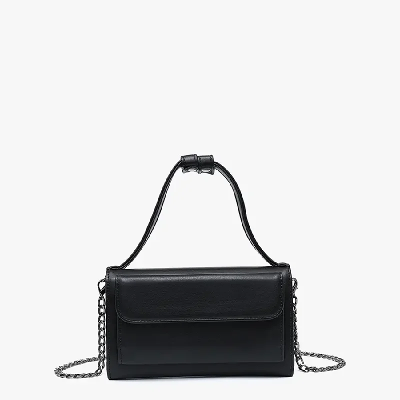 Honey Black Rectangular Crossbody With Chain