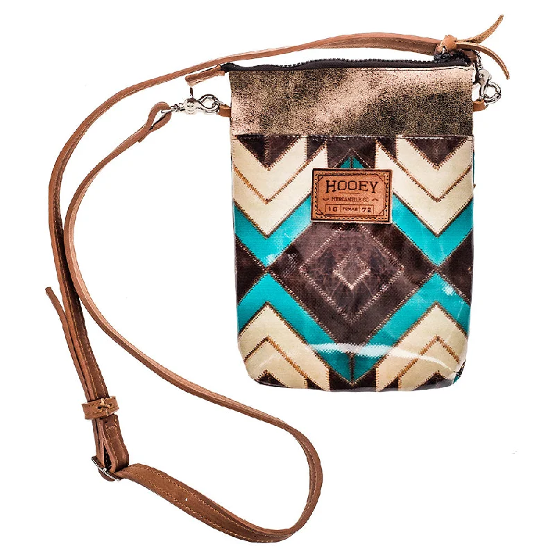 "Montezuma" Brown/Turquoise Aztec Pattern Crossbody Purse