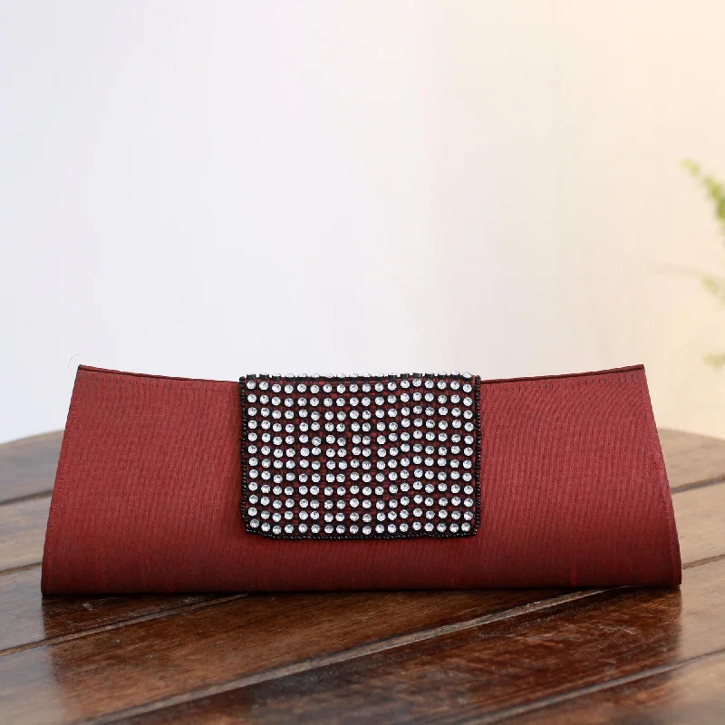 Ruby Allure Beaded Red Clutch Evening Bag