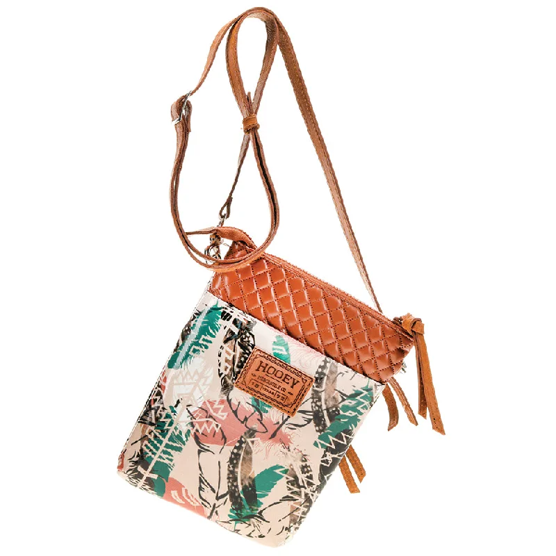 "Topawa Feather"  Pink/Brown Crossbody Purse