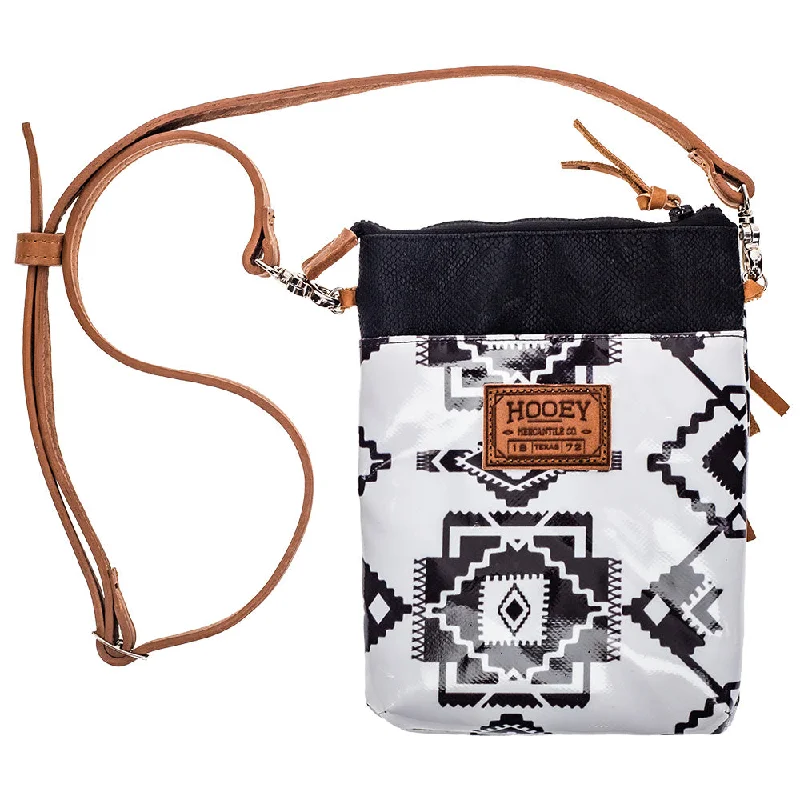 "Whiteriver" White/Black Aztec Pattern Crossbody Purse