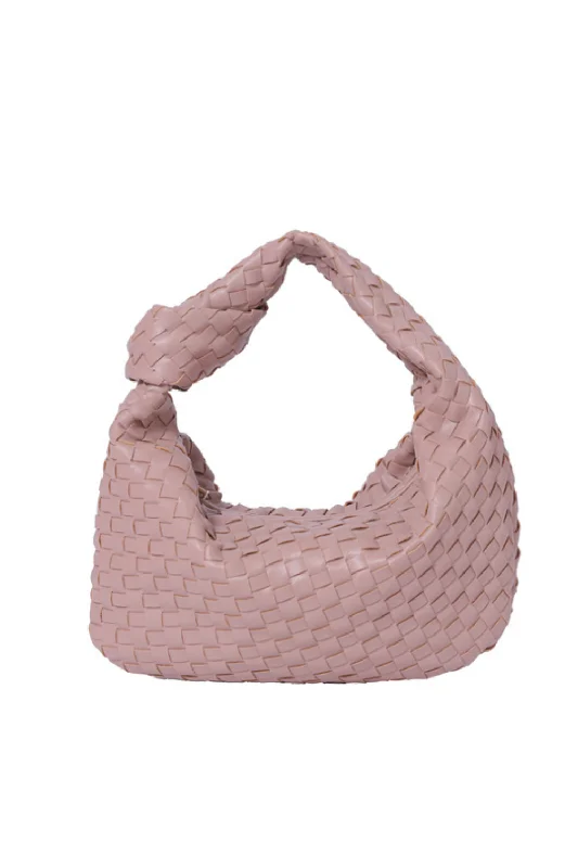 WOVEN FAUX LEATHER SHOULDER BAG | TAUPE