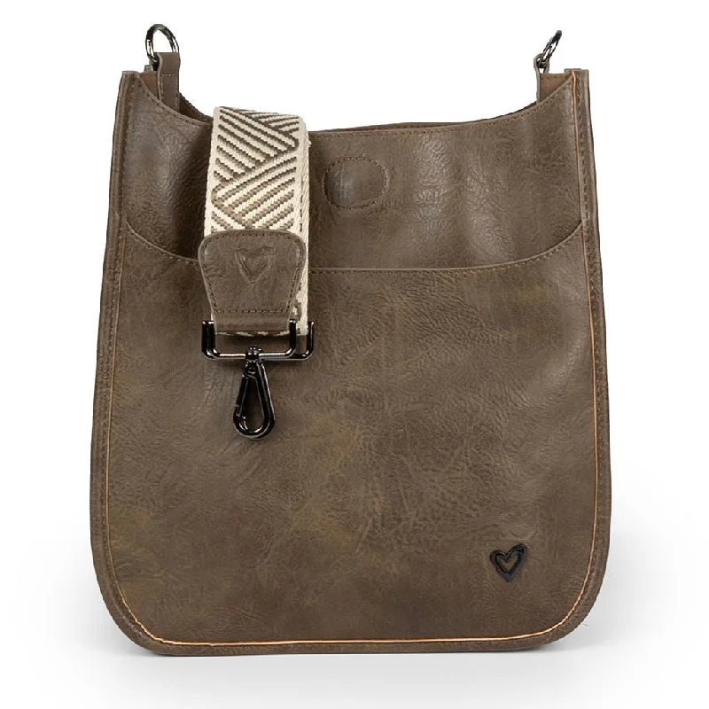 NEW: Oakville Vegan Leather Messenger - Chocolate