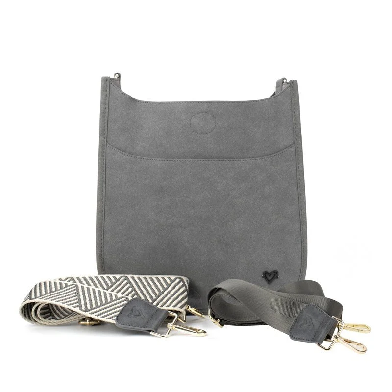 Sudbury Vegan Suede Messenger - Grey