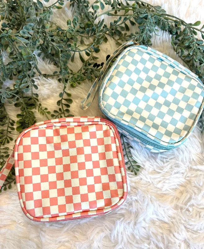 Checkered Cosmetic Travel Case