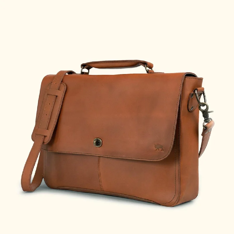 Roosevelt Leather Laptop Messenger Bag | Amber Brown