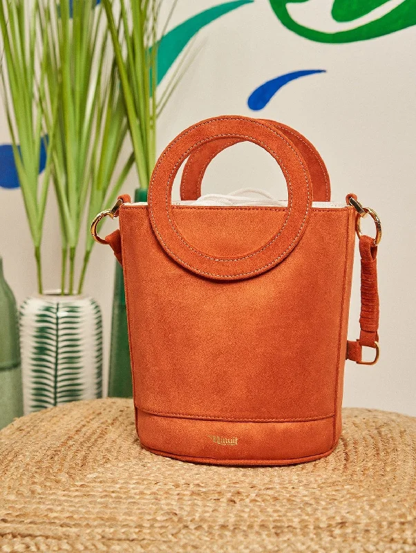 Gaia Round Handle Vegan Suede Handbag | Paprika