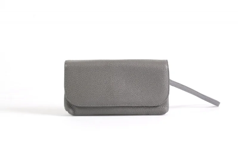 Handmade Italian Leather Clutch - Roma - Pompeii Grey