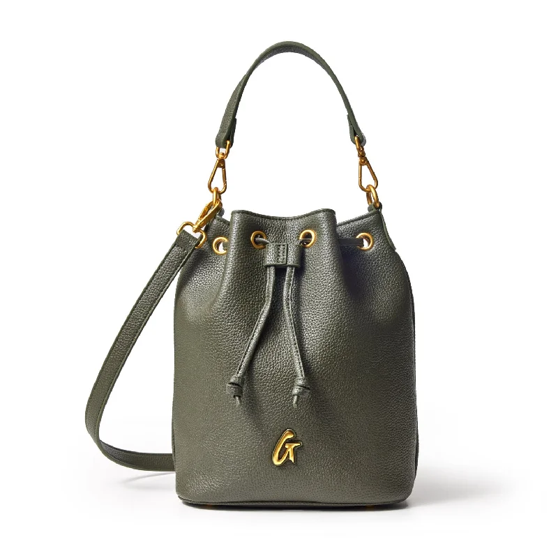 PEBBLE MEDIUM BUCKET BAG OLIVE GREEN